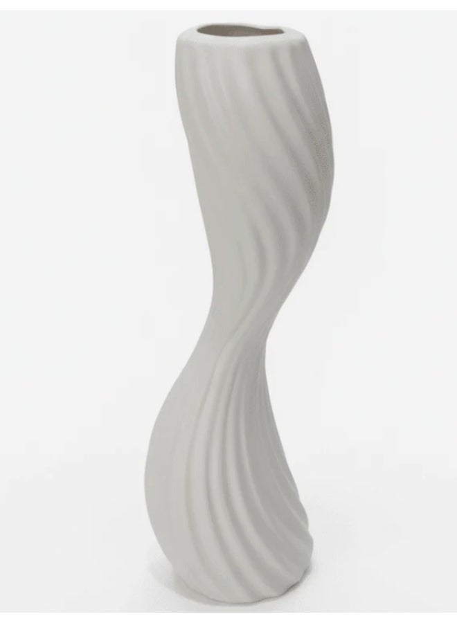 AKDC Premium Modern Sculptural Ceramic Flower Vase – Elegant White Finish, Artistic Unique Shape Home Décor Accent, 39 × 11 cm - Image 4